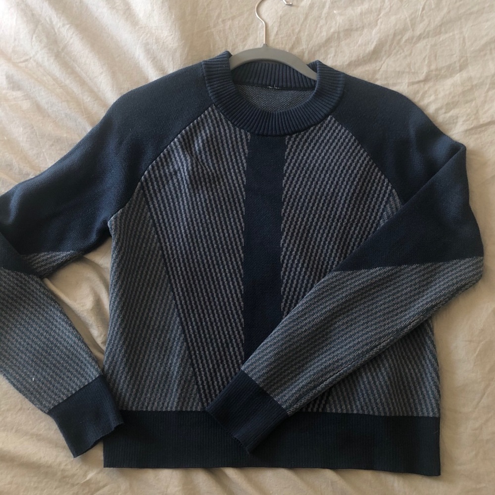 Lululemon Blue Striped Crew Neck